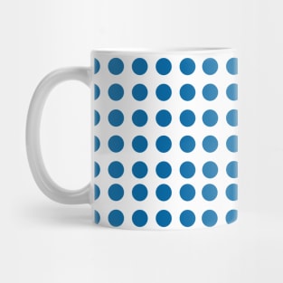 Blue Polka Dots on White Background Mug